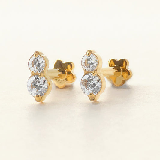 Aura Stud ゴールド｜チタン フラットバックピアス｜Rozea