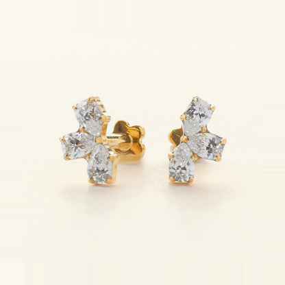 Bloom Stud ゴールド｜チタン フラットバックピアス｜Rozea