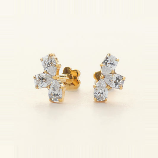 Bloom Stud ゴールド｜チタン フラットバックピアス｜Rozea
