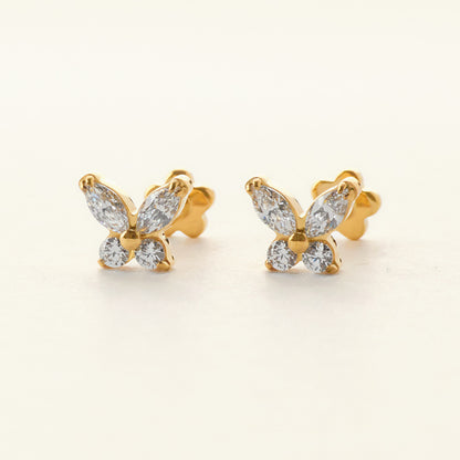Flutter Stud ゴールド｜チタン フラットバックピアス｜Rozea