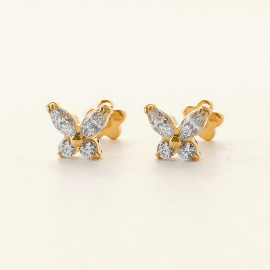 Flutter Stud ゴールド｜チタン フラットバックピアス｜Rozea