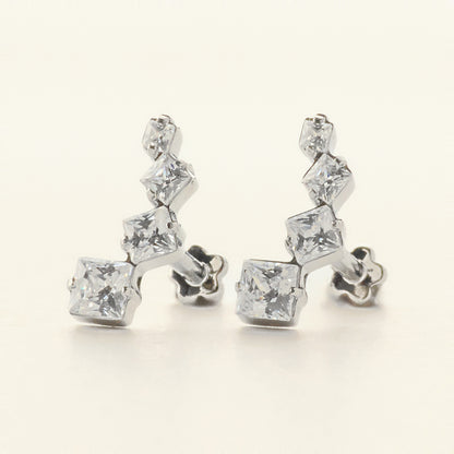 Linea Stud シルバー｜チタン フラットバックピアス｜Rozea