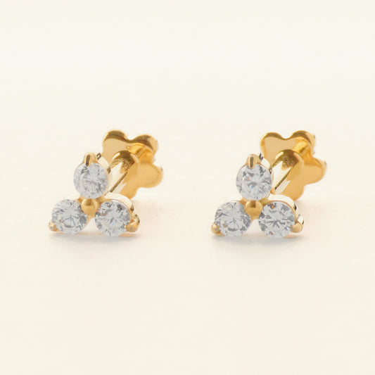 Prism Stud ゴールド｜チタン フラットバックピアス｜Rozea