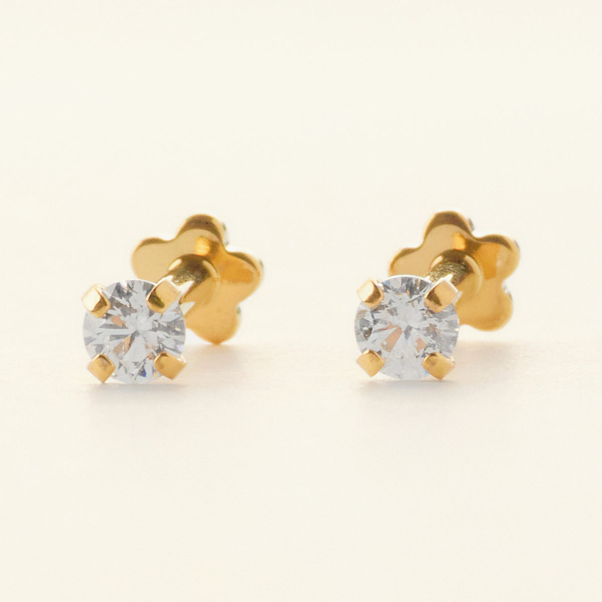 Pure Stud ゴールド｜チタン フラットバックピアス｜Rozea