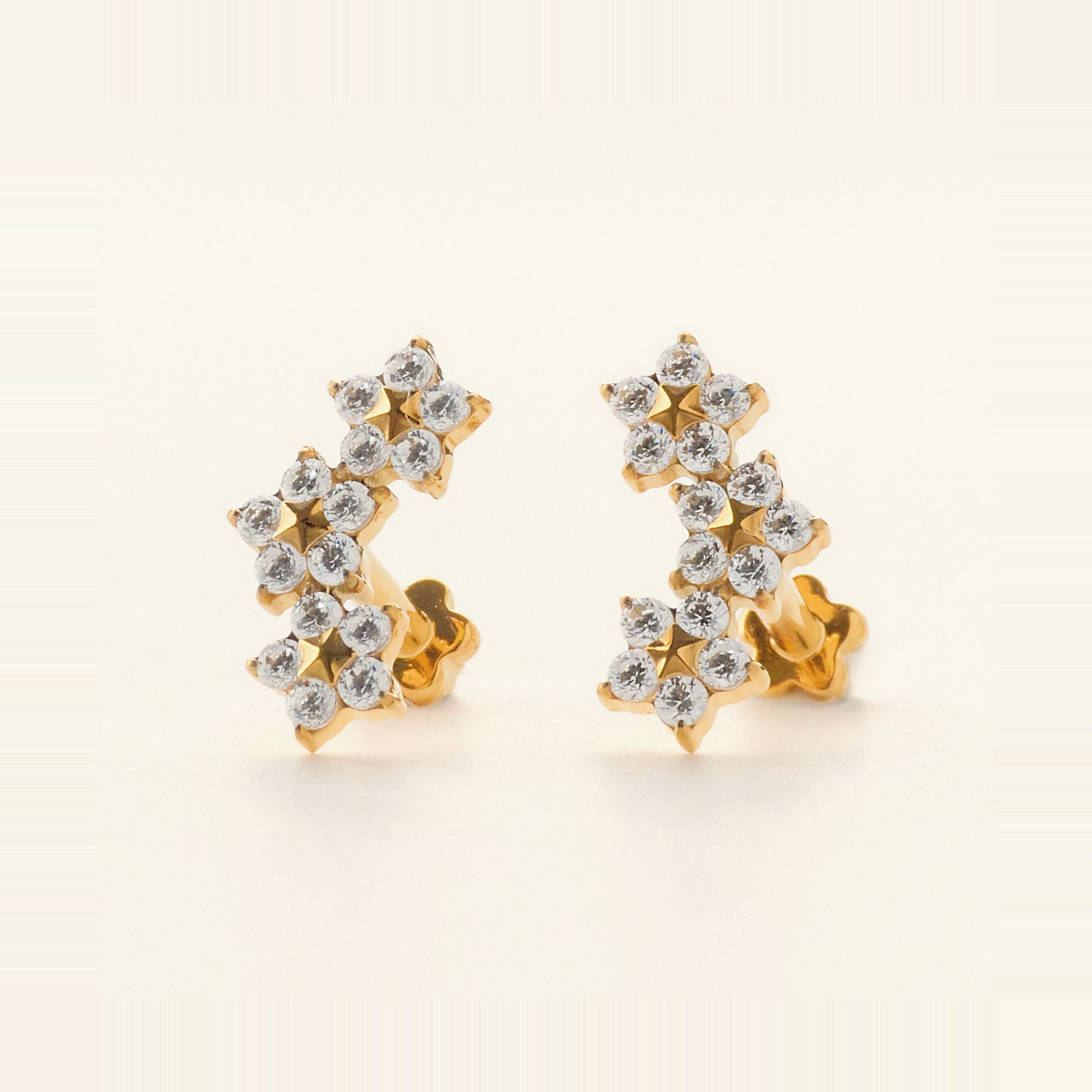 Stella Stud ゴールド｜チタン フラットバックピアス｜Rozea