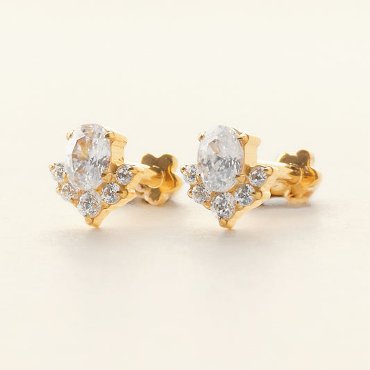 Veil Stud ゴールド｜チタン フラットバックピアス｜Rozea